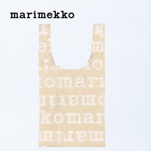 marimekko / マリメッコ Logo スマートバッグ ベージュ×オフホワイト エコバッグ ロゴ 北欧 フィンランド 正規輸入品 おしゃれ かわいい｜gardiner