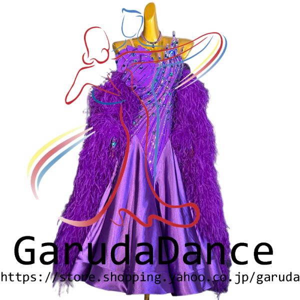 Garuda SHOP　レディース社交ダンス衣装　競技ドレスモダンドレス高級ドレス　発表会用演出服　...