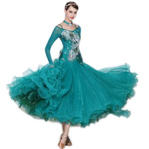 Garuda SHOP　社交ダンス競技ドレス　モダンレディースデモ用演出服　ワルツ発表会ドレス　ゴージャス