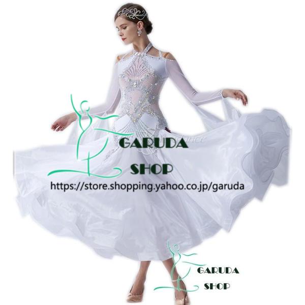 Garuda SHOP　レディース社交ダンス衣装　競技ドレス　ワルツドレス高級品　発表会用演出服パー...