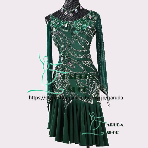Garuda SHOP　レディース社交ダンス衣装　競技ドレス　ラテンドレス　高級品　発表会用演出服パ...