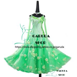 Garuda SHOP　レディース社交ダンスドレス　モダン競技ドレス　ワルツドレス高級品　発表会用高品質ドレス　セミオーダー可