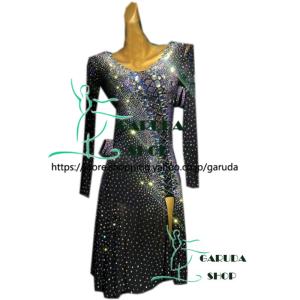 Garuda SHOP　レディース社交ダンス衣装　サイズ調整対応　ラテン競技発表会用ドレス　パーティーダンスワンピース 　高級品  　品番4838