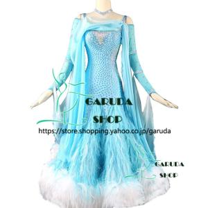 Garuda SHOP　レディース社交ダンス衣装　競技ドレス　ワルツドレス高級品　発表会用演出服パーティードレスワンピース　セミオーダー可　品番5400
