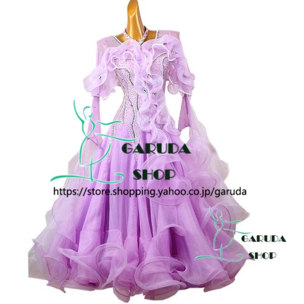 Garuda SHOP　レディース社交ダンス衣装　競技ドレス　ワルツドレス高級品　発表会用演出服パー...