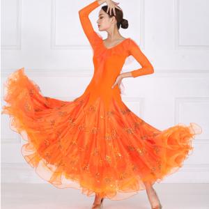 社交ダンスドレス⭐︎スタンダードドレス　赤.オレンジ 社交ダンスドレス⭐︎スタンダードドレス 赤.オレンジ