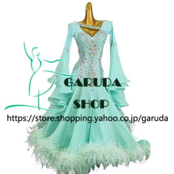 Garuda SHOP　レディース社交ダンス衣装　競技ドレス　モダンドレス高級ドレス　発表会用演出服...