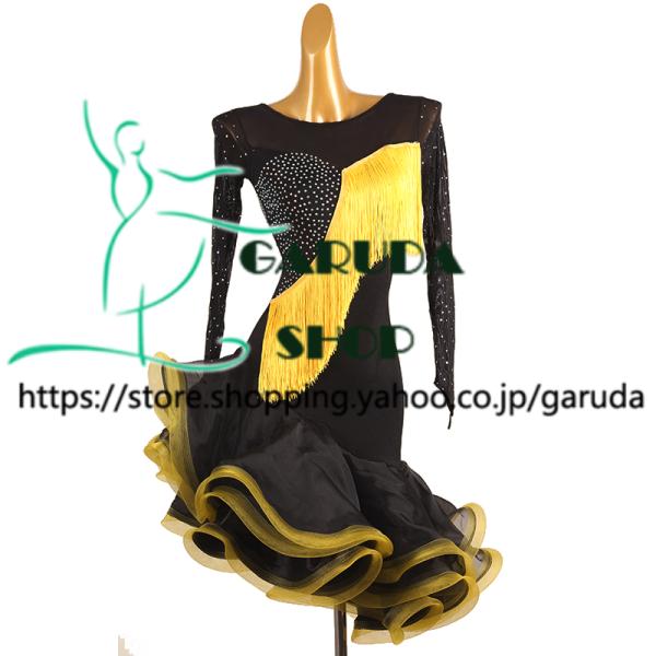 Garuda SHOP　レディース社交ダンス衣装　サイズ調整可　ラテン練習ドレス　競技レッスンウエア...