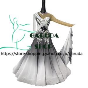 Garuda SHOP　レディース社交ダンス衣装　競技ドレス　モダンドレス高級ドレス　発表会用演出服パーティードレス 高級服　セミオーダー可　品番7671