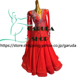 Garuda SHOP　レディース社交ダンス衣装　競技ドレス　モダンドレス高級ドレス　発表会用演出服　 高級服　セミオーダー可　スタンダードドレス　品番8303
