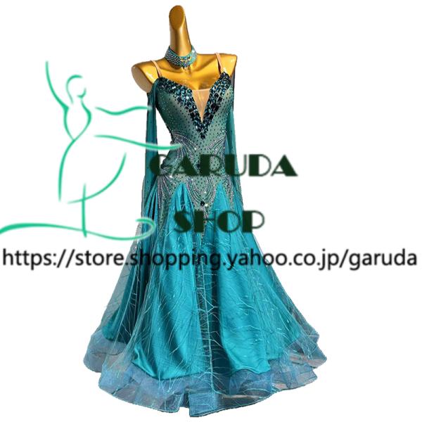 Garuda SHOP　レディース社交ダンス衣装　競技ドレス　モダンドレス高級ドレス　発表会用演出服...