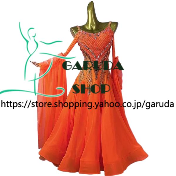 Garuda SHOP　レディース社交ダンス衣装　競技ドレス　モダンドレス高級ドレス　発表会用演出服...