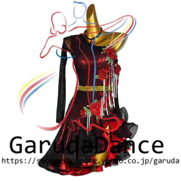 Garuda SHOP　社交ダンス高級衣装　セミオーダードレス　ラテン競技高級ドレス パーティードレ...