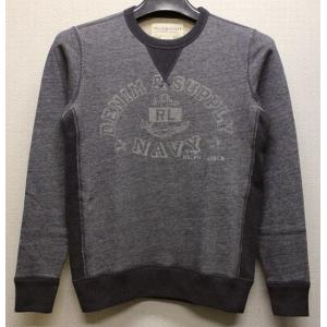 ラルフ DENIM&SUPPLY デニム&サプライ ヴィンテージ加工 前V薄手スウェット ロゴプリント｜garyu