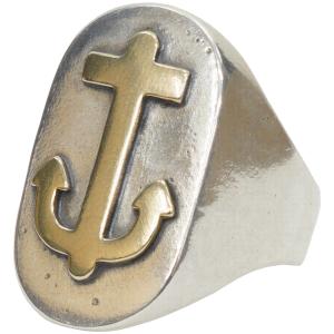 LHN Jewelry(エルエイチエヌ ジュエリー) 米国製 ハンドメイド アンカー リング シルバー x ブラス メンズ ユニセックス anchor ring silver brass｜garyu