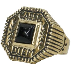 LHN Jewelry(エルエイチエヌ ジュエリー) 米国製 ハンドメイド 真鍮 x オニキス カルペディエム リング ブラス Carpe Diem Ring Brass Onyx｜garyu