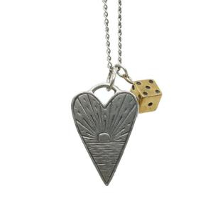 LHN Jewelry(エルエイチエヌ ジュエリー) アメリカ製 ハンドメイド Dice & Heart チャーム シルバー ネックレス ユニセックス Charm Necklace Silver｜garyu