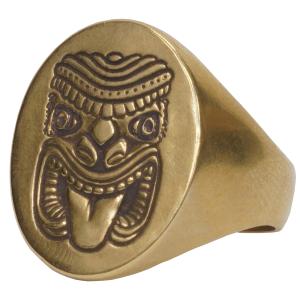 LHN Jewelry(エルエイチエヌ ジュエリー) アメリカ製 Tiki God Signet リング 真鍮 メンズ ユニセックス Brass Ring｜garyu