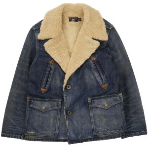 (ダブルアールエル) RRL 【 限定 コレクション 】フリース ライン ド デニム ランチ ジャケット メンズ Leather Ranch Jacket｜garyu