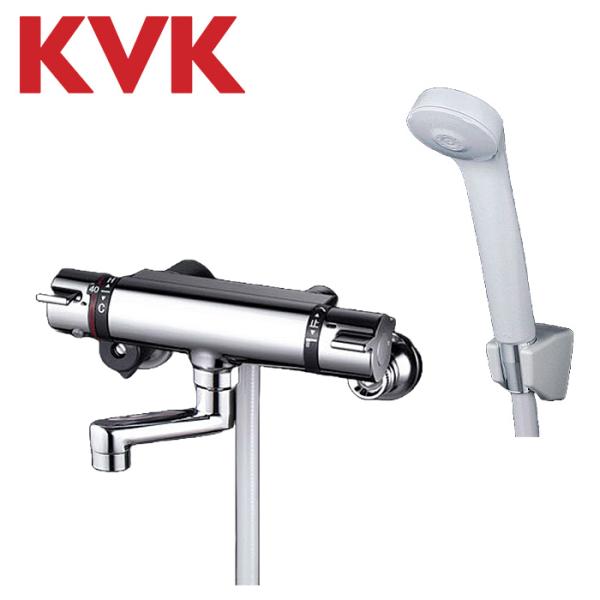 KVK KF800TN サーモスタット式シャワー 80mmパイプ付 壁付サーモスタット シャワーヘッ...