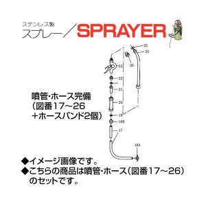 ステンレス製スプレー（SPRAYER）部品 図番17~26（ホースバンド2個付）噴管・ホース完備 東亜オイル興業所｜gaten-ichiba