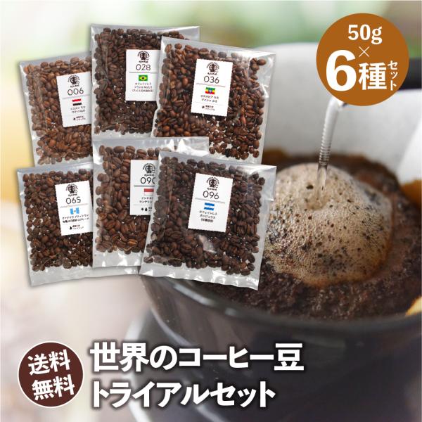 ゲイシャが飲める コーヒー豆 50g×6袋(マタリ、カフェインレスブラジル・ホンジュラス、ゲイシャ、...