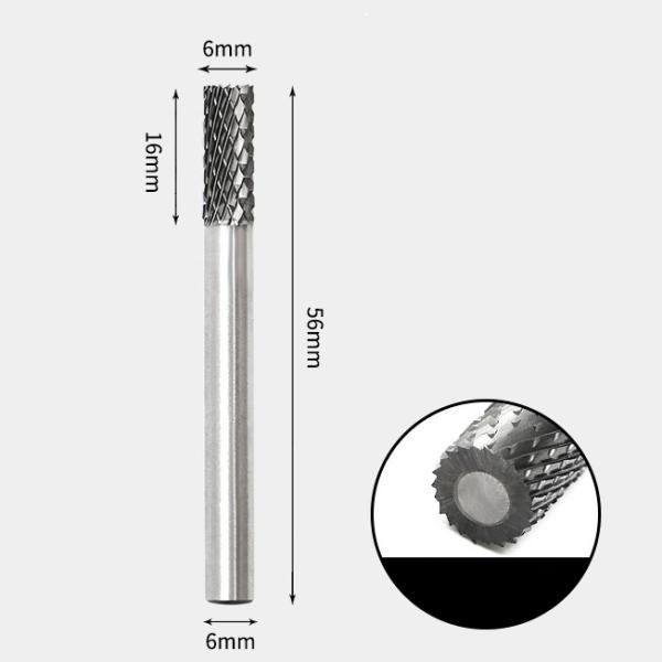 GAVAN 6 x 16mm 円筒型 ダブルカット シャンク径 6mm 超硬 ロータリーバー リュー...