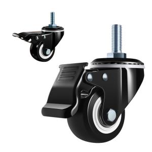 M10 自在車 ストッパー付 ねじ長さ 15mm 車輪径 40mm ポリウレタン キャスター