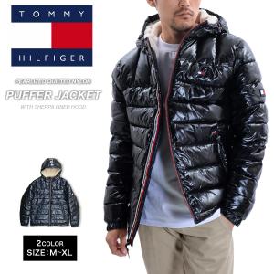 【売切り超特価】トミー ヒルフィガー TOMMY HILFIGER 中綿 ダウンジャケット メンズ 光沢 150AN214 ボア アウター フード ロゴ