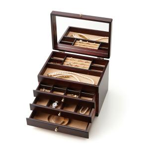 茶谷産業 木製ジュエルケース アクセサリーケース 3ツ引 ブラウン 日本製 Wooden Case 017-806｜gbft-online