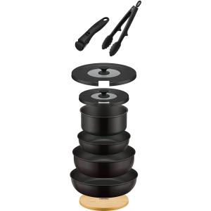 サーモス THERMOS デュラブルシリーズ 取っ手のとれる フライパン 9点セットAA IH対応 ブラック KSA-9A BK