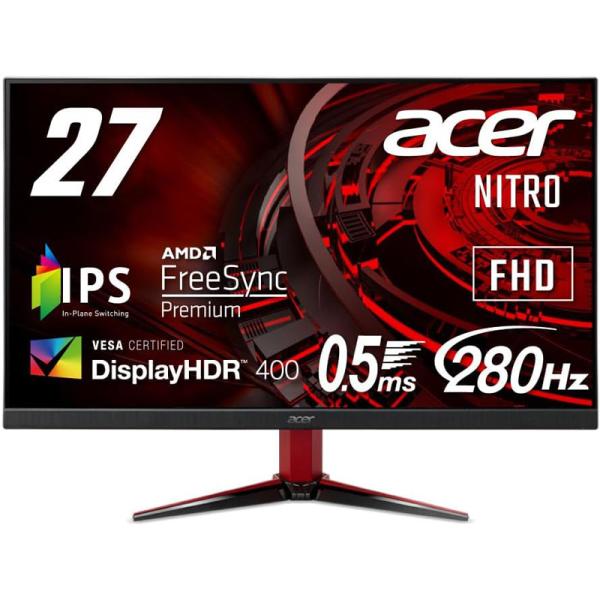 Acer エイサー ゲーミングモニター 27インチ IPSパネル搭載 フルHD 280Hz 0.5m...