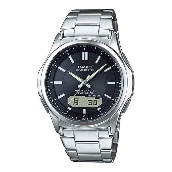 カシオ CASIO ウェーブセプター ソーラー コンビネーション シルバー メンズ 腕時計 WVA-...