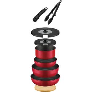 サーモス THERMOS デュラブルシリーズ 取っ手のとれる フライパン 9点セットAA IH対応 レッド KSA-9A R