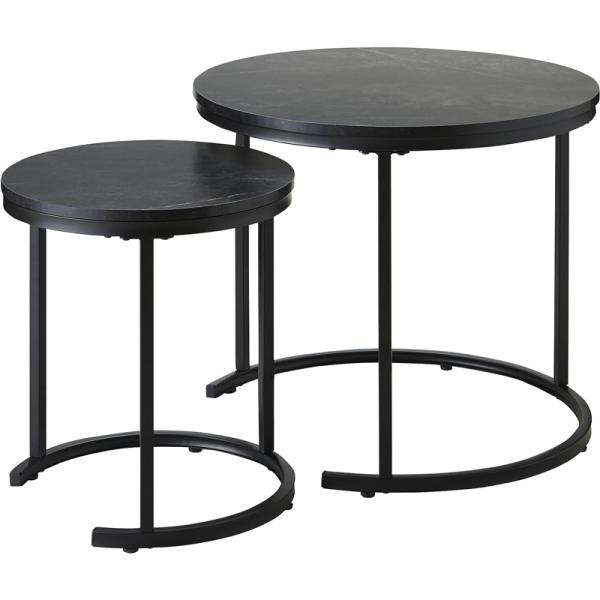 武田コーポレーション テーブル ブラック ローテーブル かわいい 大理石柄 ネストテーブル B2-N...