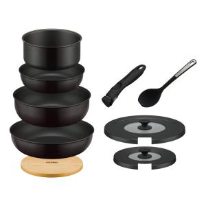 サーモス THERMOS 取っ手のとれるフライパン9点セット BA ブラック IH対応 KSB-9A BK
