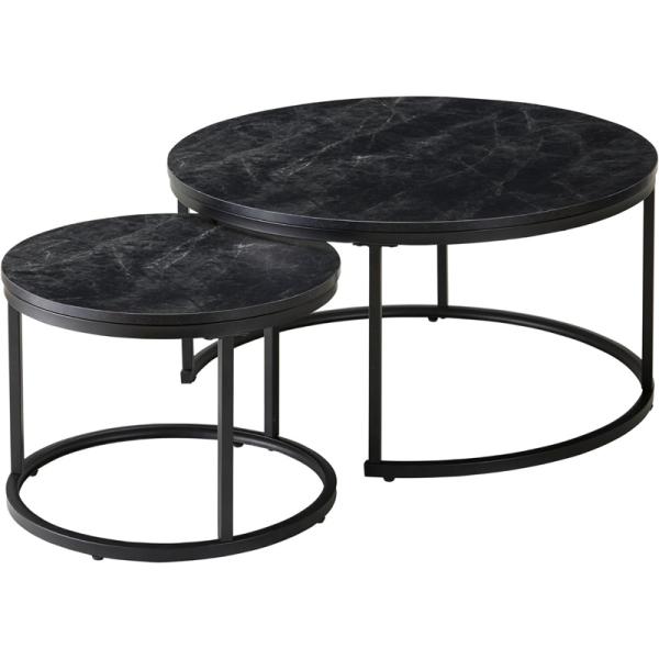 武田コーポレーション ネストテーブル ローテーブル 大理石柄 80ブラック おしゃれ B2-NT80...