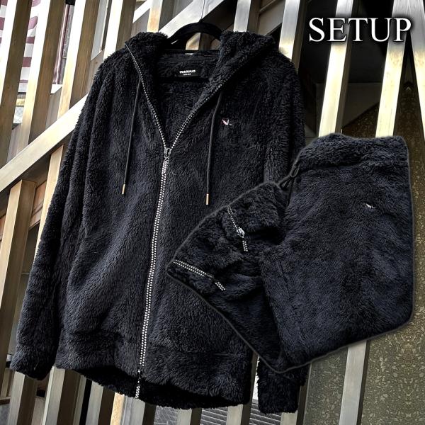 1piu1uguale3 RELAX ウノピゥウノウグァーレトレ リラックス ボア セットアップ 黒...