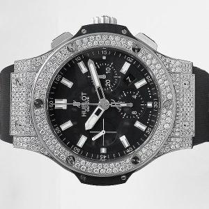 ⭐️正規品HUBLOT ビッグ・バン 44mm純正アリゲーター×ラバーベル黒中古♪ HUBLOT（ウブロ） 純正ラバーベルト ビッグバン 44mm用 ブラック 黒