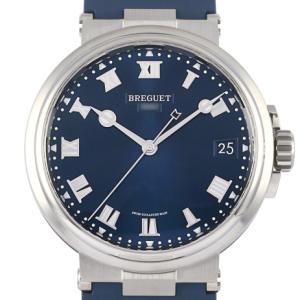 【純正新品 / 未使用】Breguet ブレゲ マリーン5517 5517TI/Y1/5ZU チタン メンズ 腕時計 青文字盤 ブルー ラバーベルト ローマ文字盤