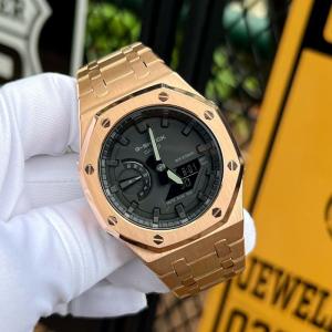 CASIOAK カシオーク カスタム ローズゴールド フルメタル G-SHOCKカスタム GA2100カスタム RG メタルベルト カスタムパーツ G-BALLER ジーボーラー