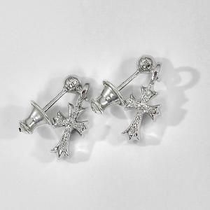 CHROME HEARTS クロムハーツ ドロップ スタック CHクロス ピアス パヴェダイヤ 両耳 片耳 クロス ダイヤモンド 本物｜gbss