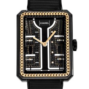 【純正新品 / 未使用】CHANEL シャネル ボーイフレンド クチュール H9834 K18YG ダイヤ レディース 腕時計 黒