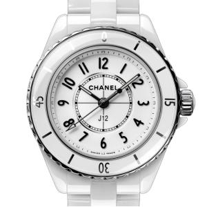【純正新品 / 未使用】CHANEL シャネル J12 ウォッチ 28mm ホワイトセラミック ステンレススティール レディース 白 腕時計 H10132