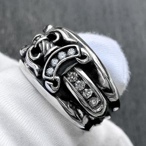 CHROME HEARTS クロムハーツ ダガーリング パヴェ ダイヤモンド 18号 ダガー ダイヤ リング シルバー 指輪 メンズ 本物 正規品｜gbss