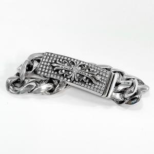 CHROME HEARTS クロムハーツ フローラルクロス IDブレスレット パヴェ ダイヤモンド｜gbss