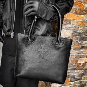 【新型現行 / 極美品】CHROME HEARTS クロムハーツ FS TOTE FSトート バッグ クロスパッチ付 ヘビーレザー 黒 ブラック FSトートバッグ メンズ レディース 正規