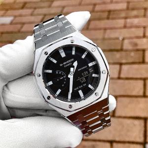 CASIOAK カシオーク カスタム シルバー メタルベゼル メタルバンド G-SHOCKカスタム GA2100 メタル ベゼル ベルト カスタムパーツ G-BALLER ジーボーラー｜ジュエリーささき X ジーボーラー ヤフー店