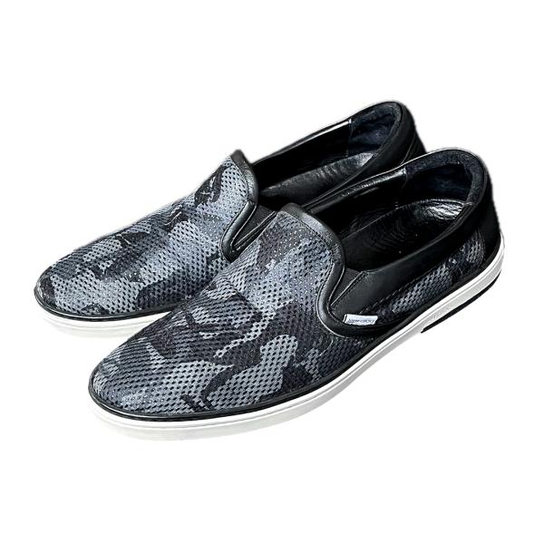 Jimmy Choo ジミーチュウ スリッポン GROVE 本革 メッシュ 黒 ブラック カモフラ ...