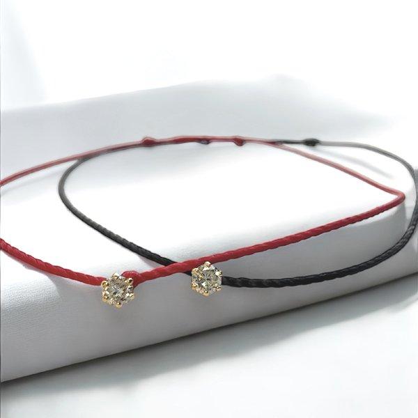 18金 天然ダイヤモンド コードブレスレット ユニセックス アクセサリー K18 紐 ブレスレット ...